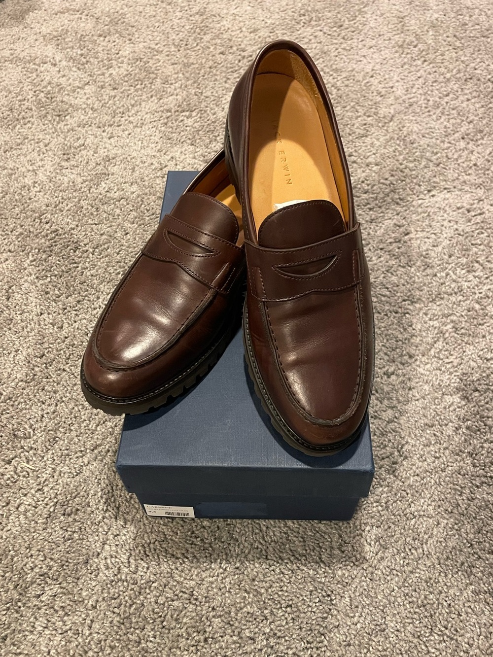 Men's Brown Lug Sole Leather Penny Loafers